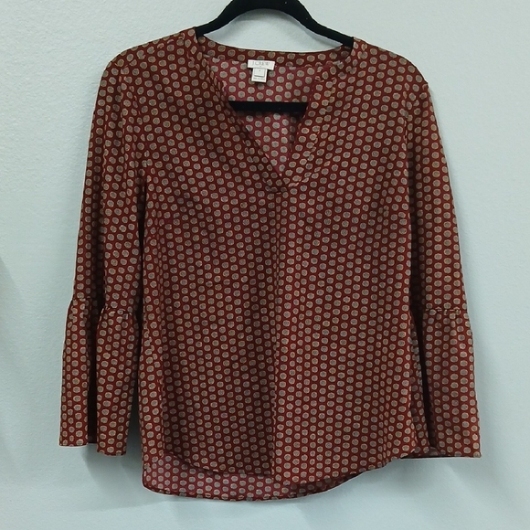 J. Crew Tops - J. Crew Brown Patterned Blouse